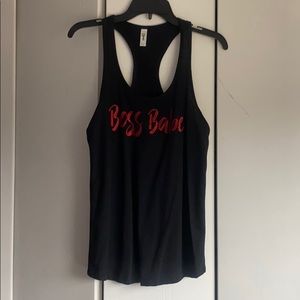 Boss babe black/red tank top - medium